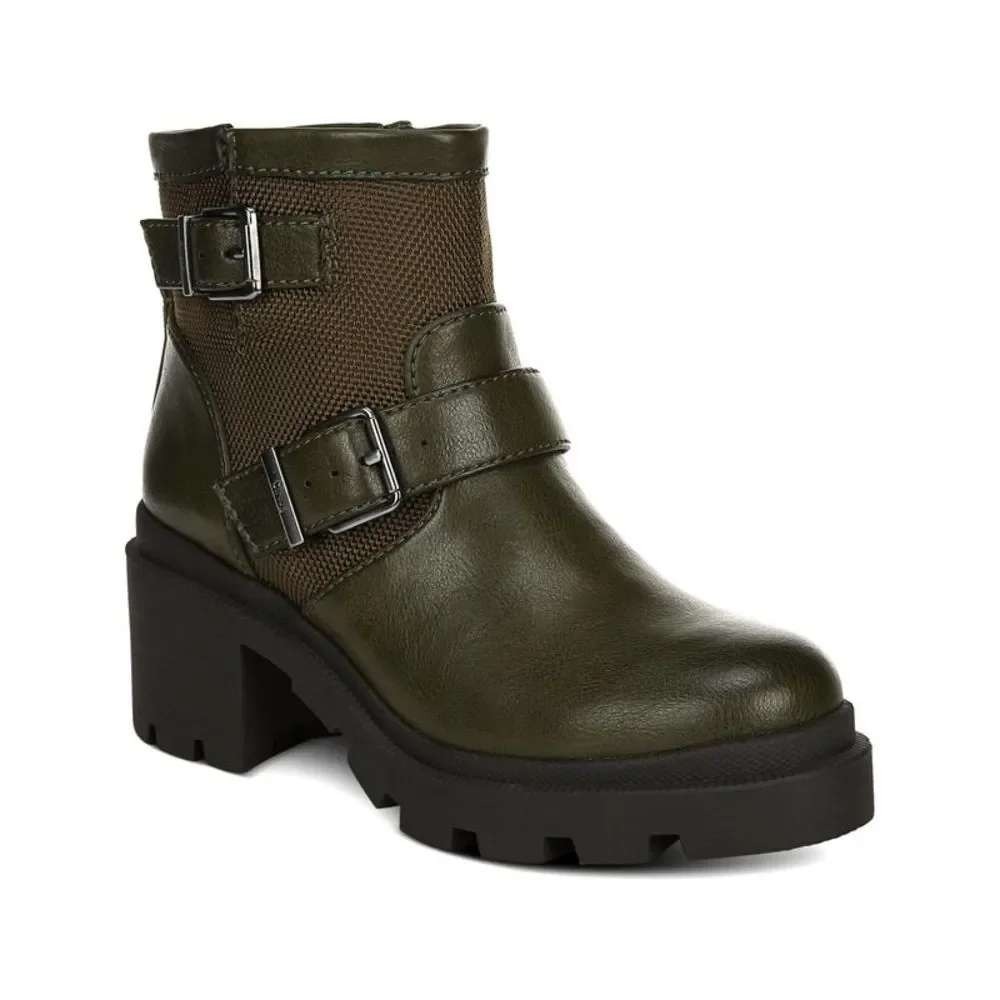 Circus By Sam Edelman Women's Platform Ankle Moss Moto Boots Green Size 5M‎